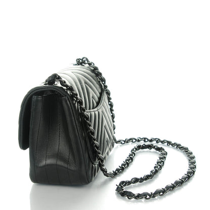 Chanel Lambskin Chevron Quilted Mini Square Flap So Black 3 of 9