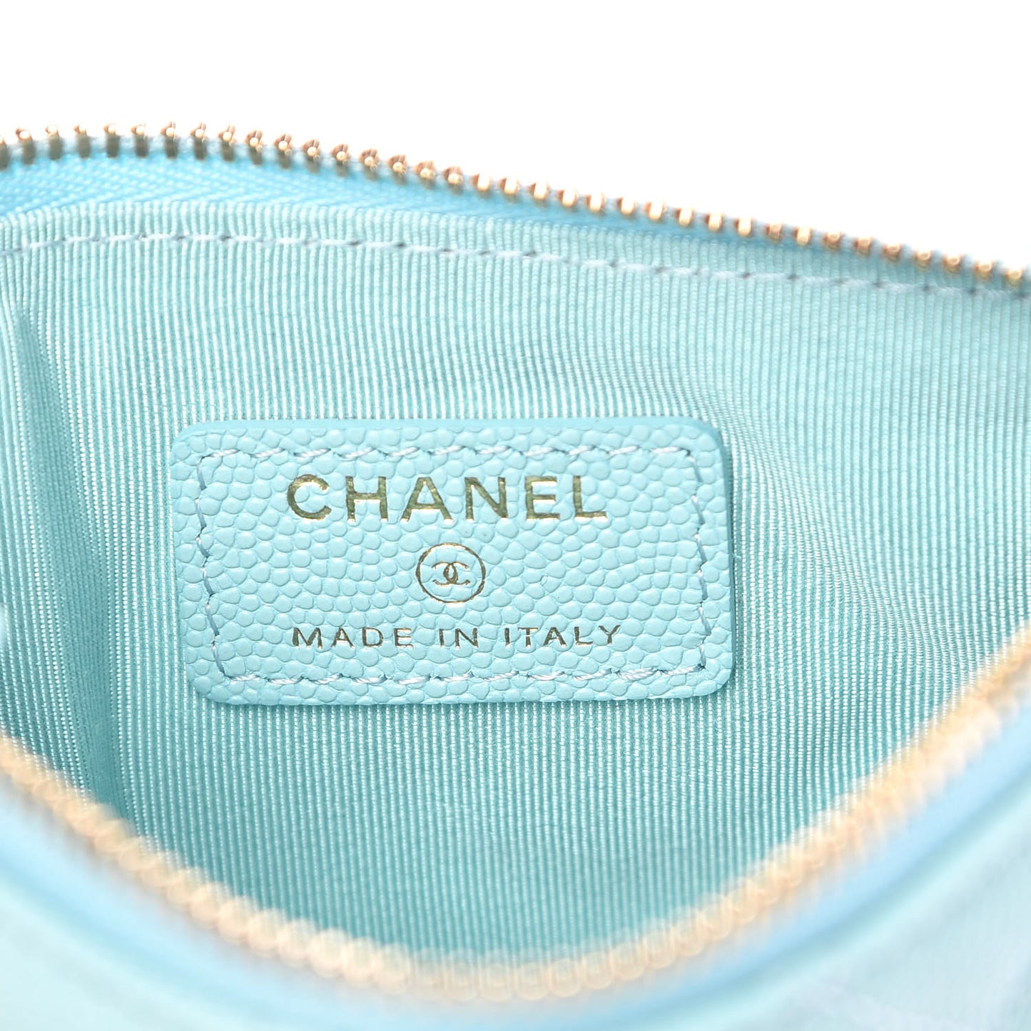 Caviar Quilted Small Cosmetic Case Light Blue