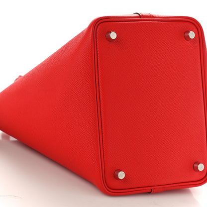 Hermes Epsom Tressage De Cuir Picotin Lock 18 PM Rouge Coeur Bleu du Nord Rouge H 8 of 8