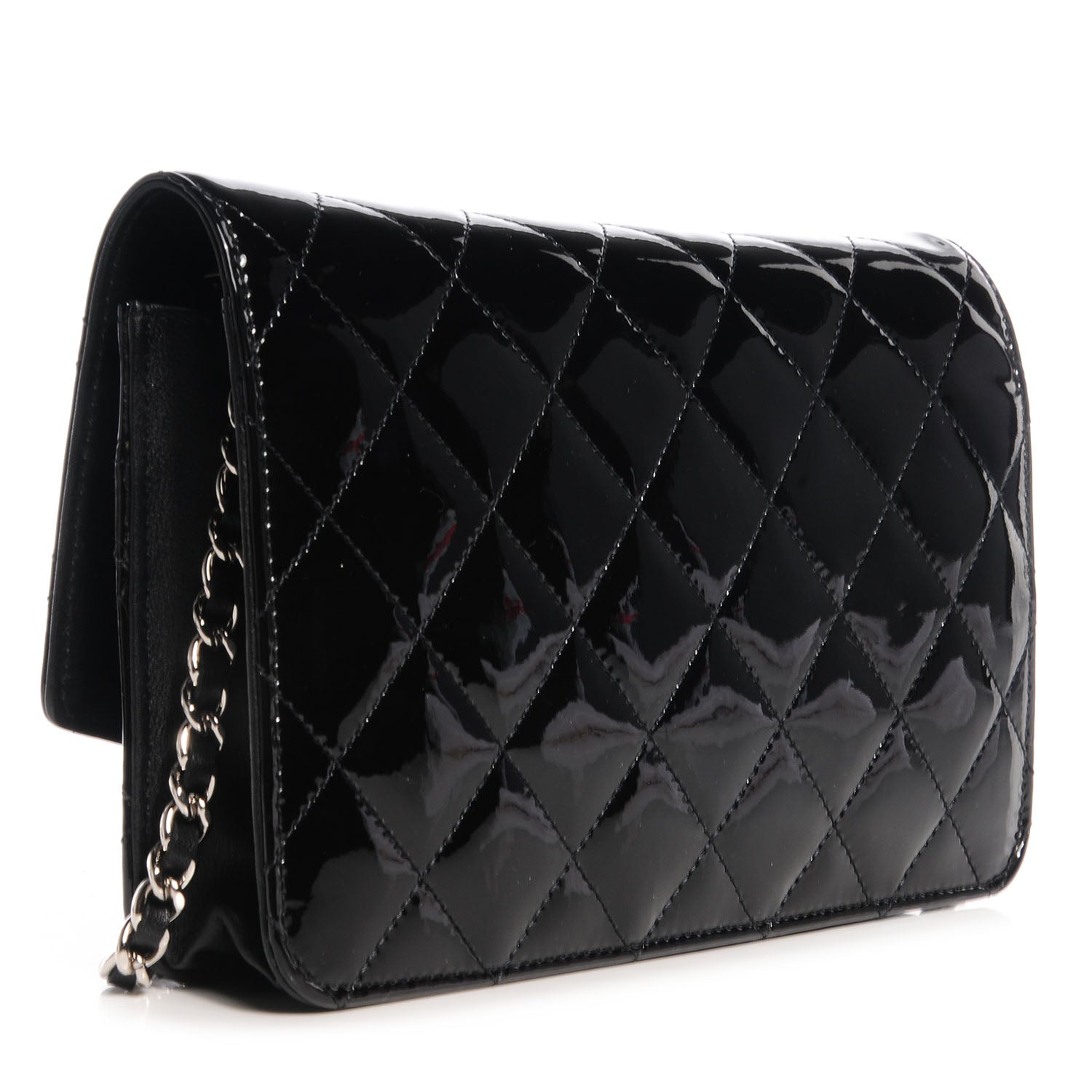 Chanel Patent Quilted Brilliant Wallet On Chain WOC Black 3 of 8