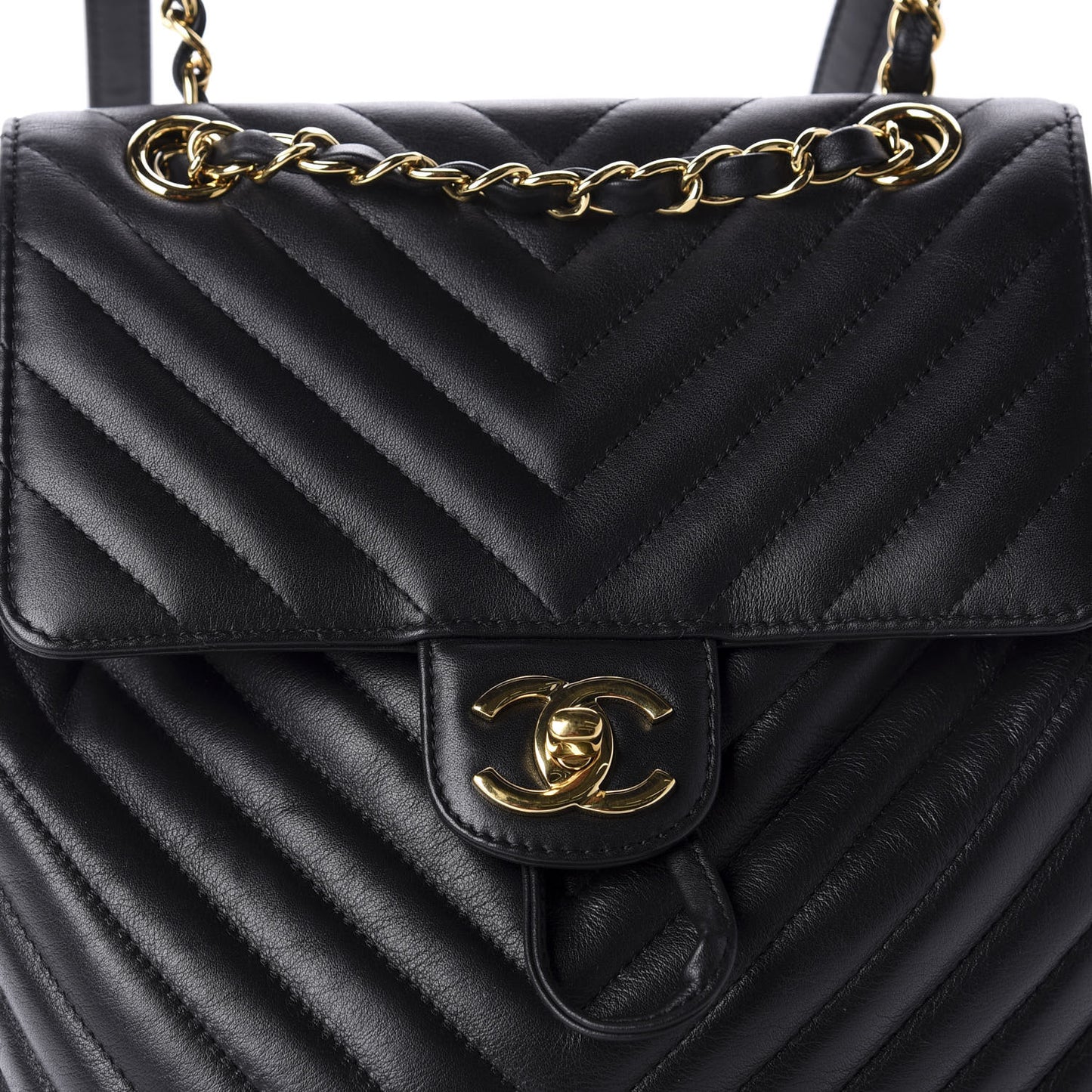 Calfskin Chevron Quilted Small Urban Spirit Backpack Black
