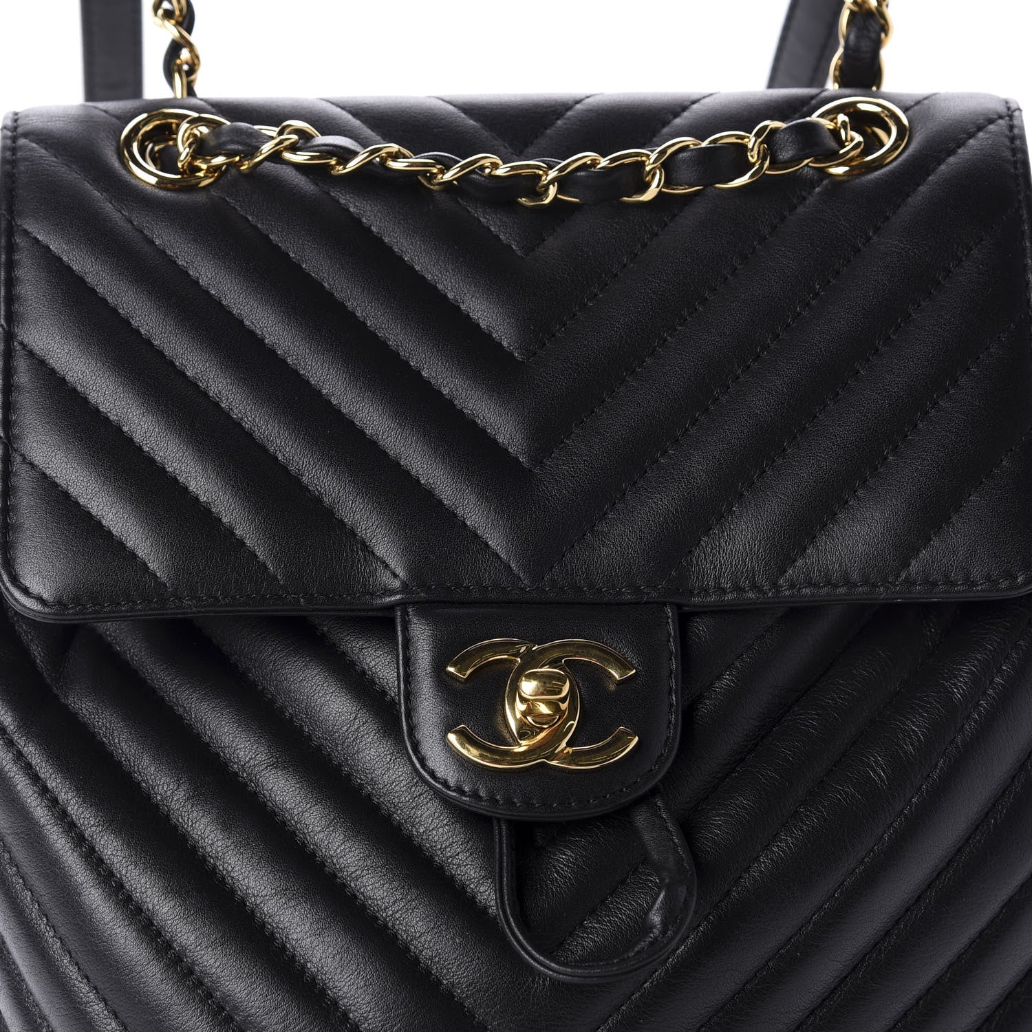 Chanel Calfskin Chevron Quilted Small Urban Spirit Backpack Black 10 of 11