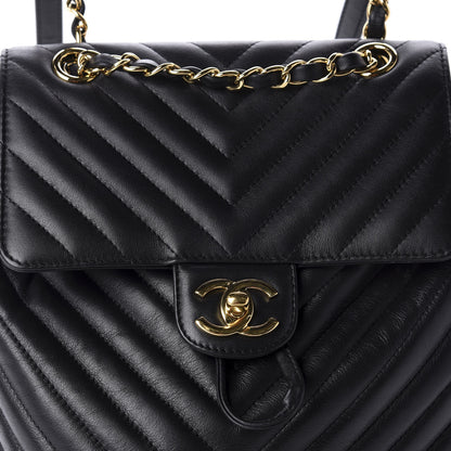 Chanel Calfskin Chevron Quilted Small Urban Spirit Backpack Black 10 of 11