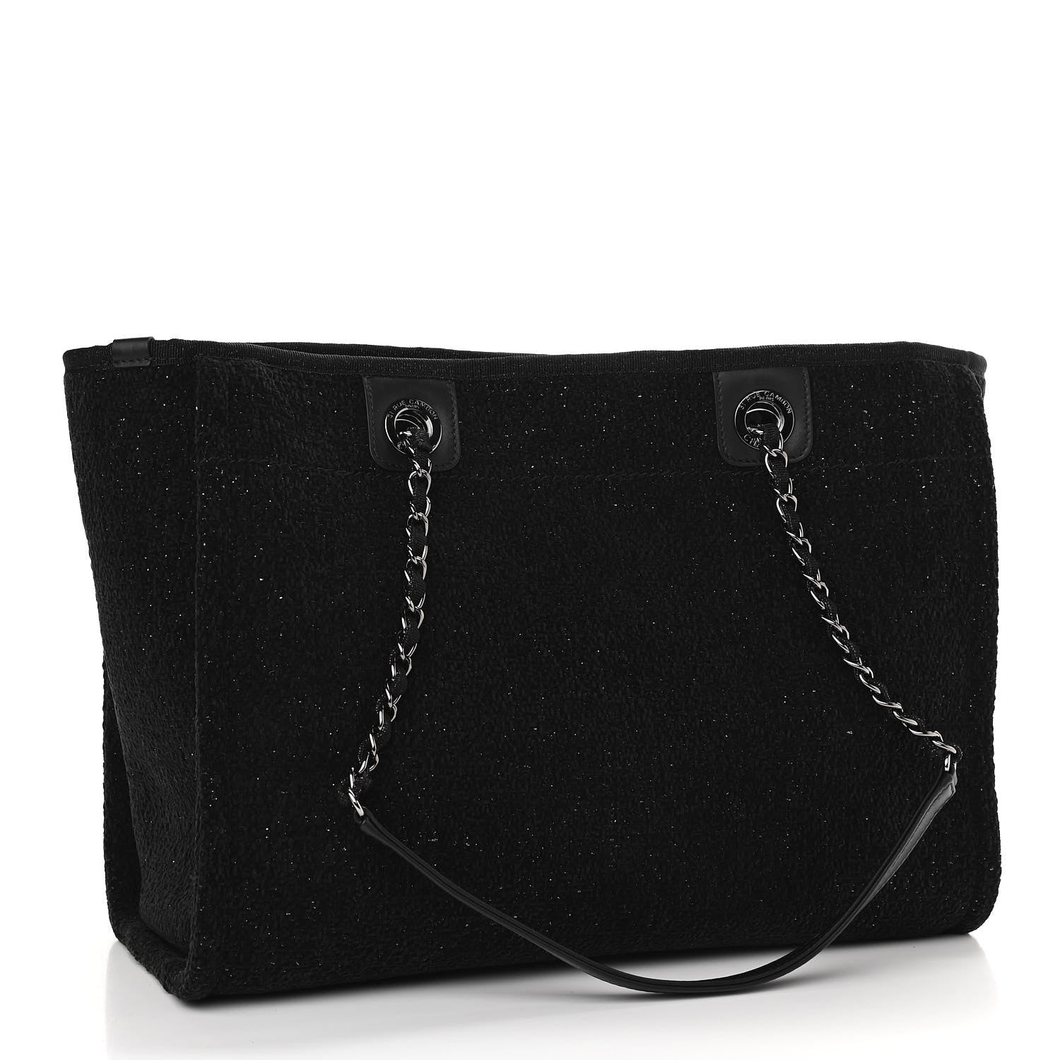 Chanel Lurex Boucle Small Deauville Tote Black 2 of 9