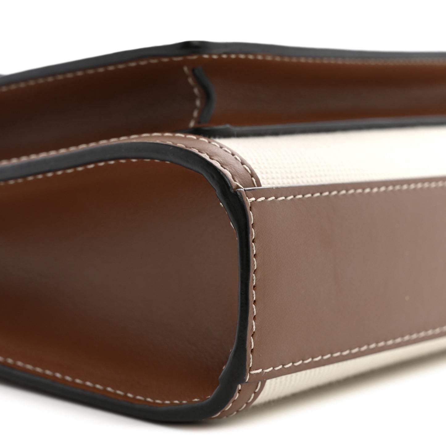 Canvas Smooth Calfskin Two Tone Mini Pocket Bag Natural Malt Brown