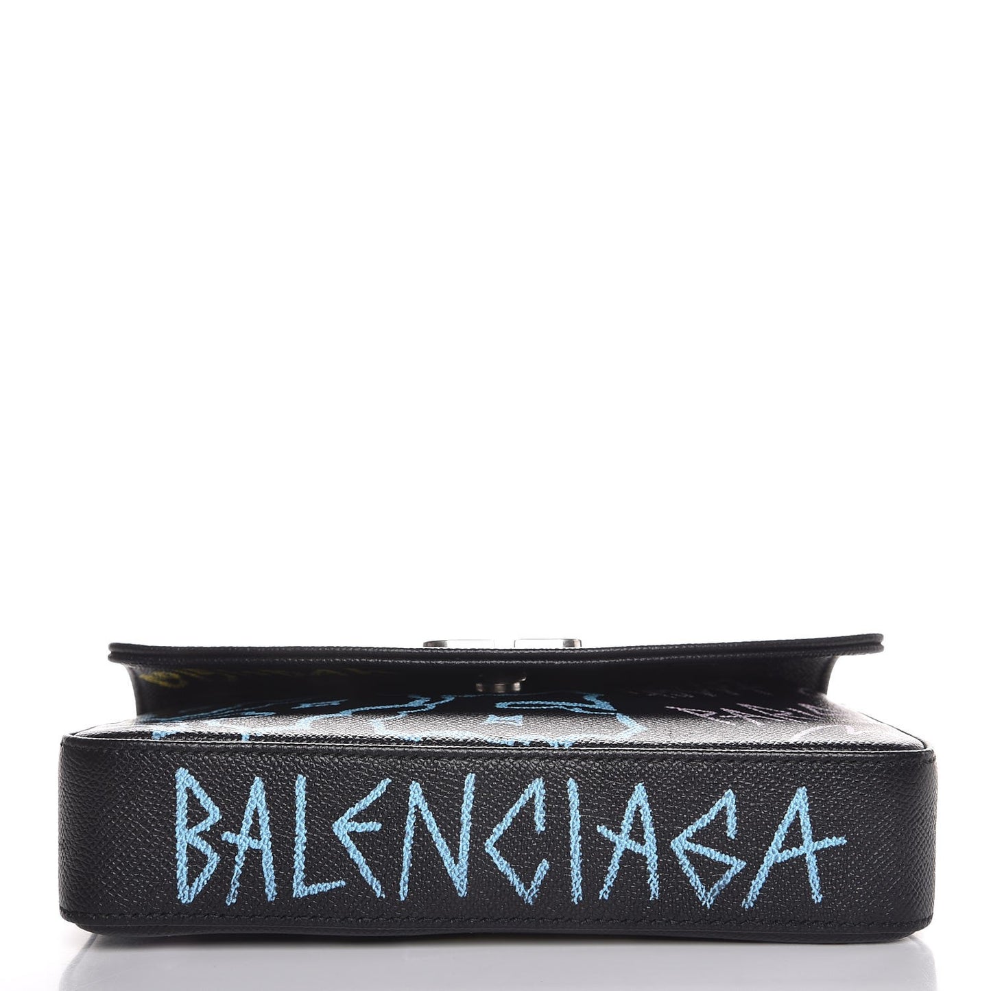 Calfskin Graffiti BB Chain Wallet Black Multicolor