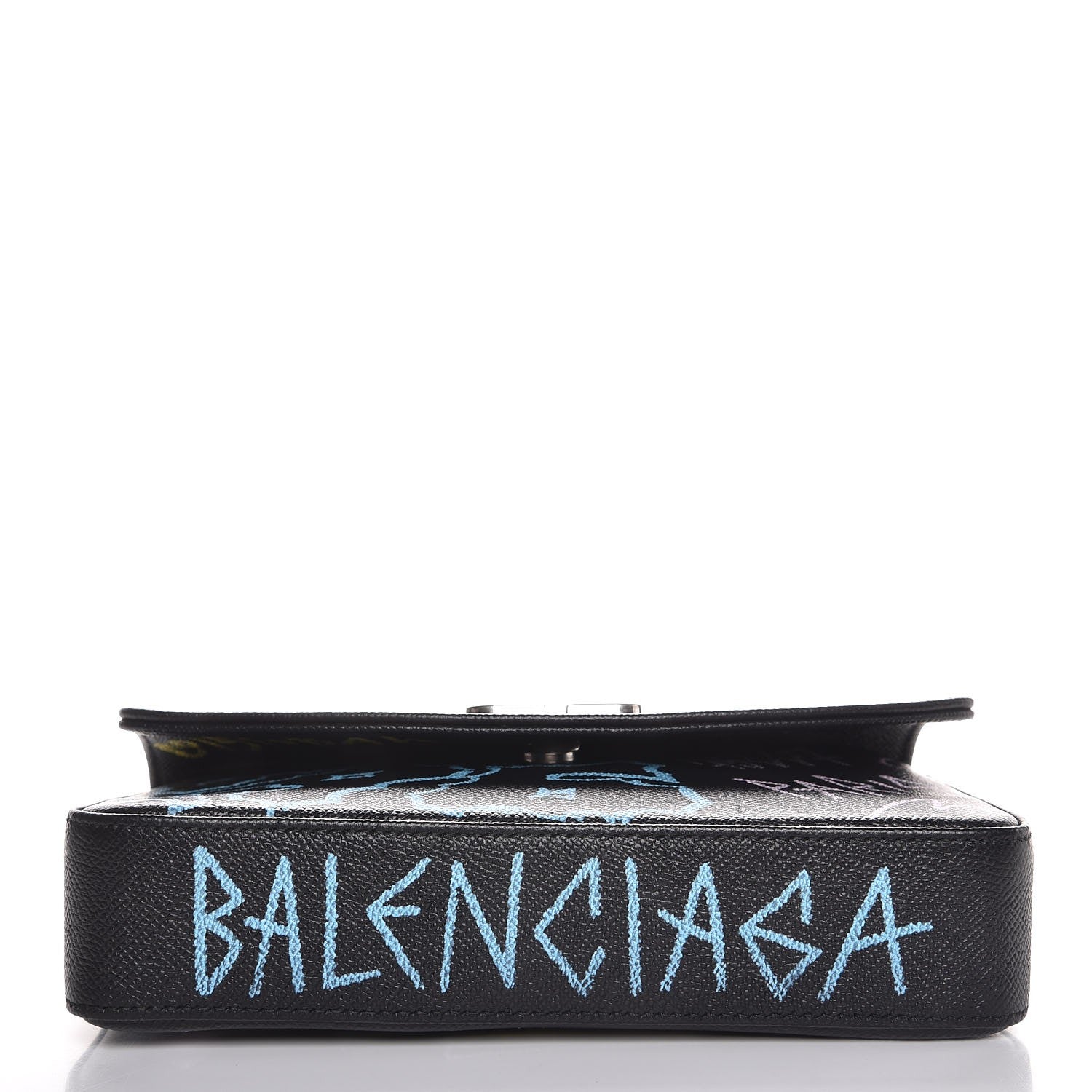 Balenciaga Calfskin Graffiti BB Chain Wallet Black Multicolor 8 of 8