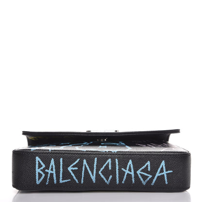 Balenciaga Calfskin Graffiti BB Chain Wallet Black Multicolor 8 of 8