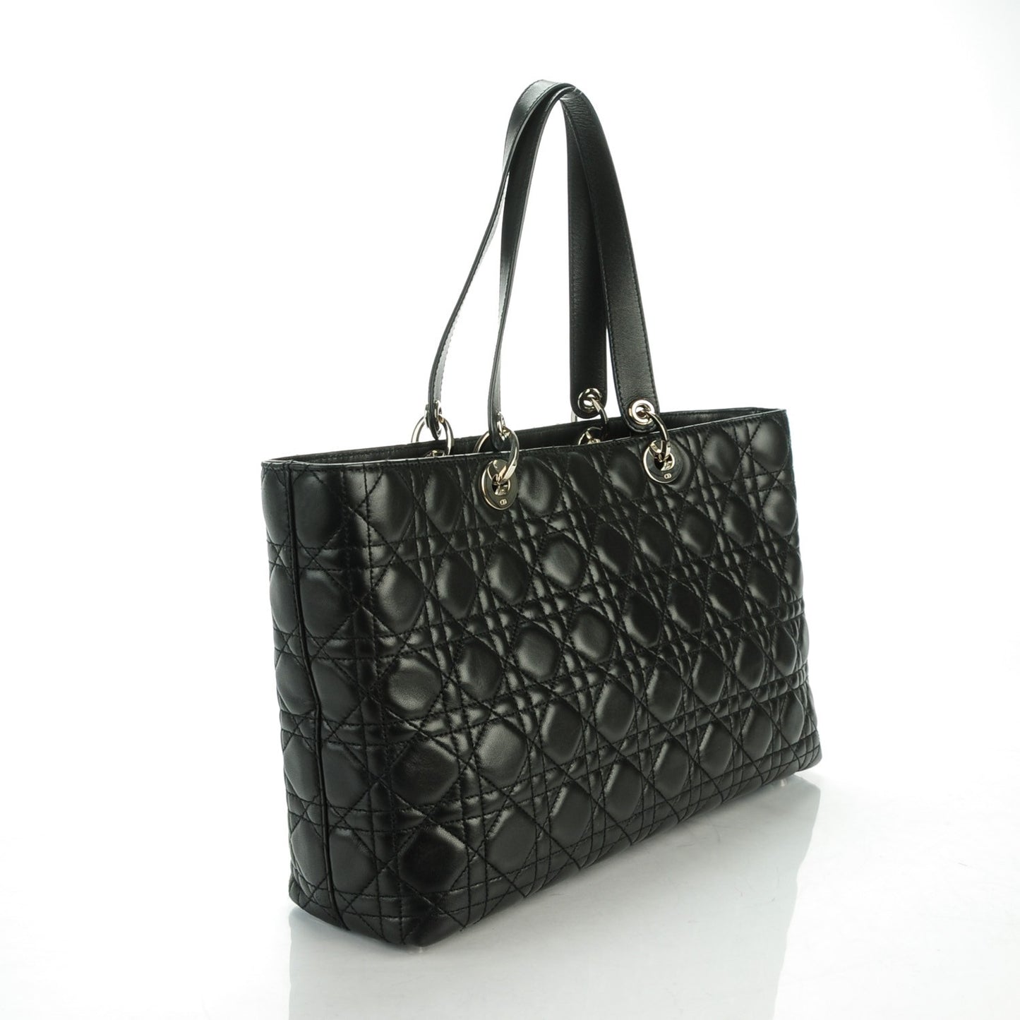 Lambskin Cannage Large Lady Dior Shopper Tote Black