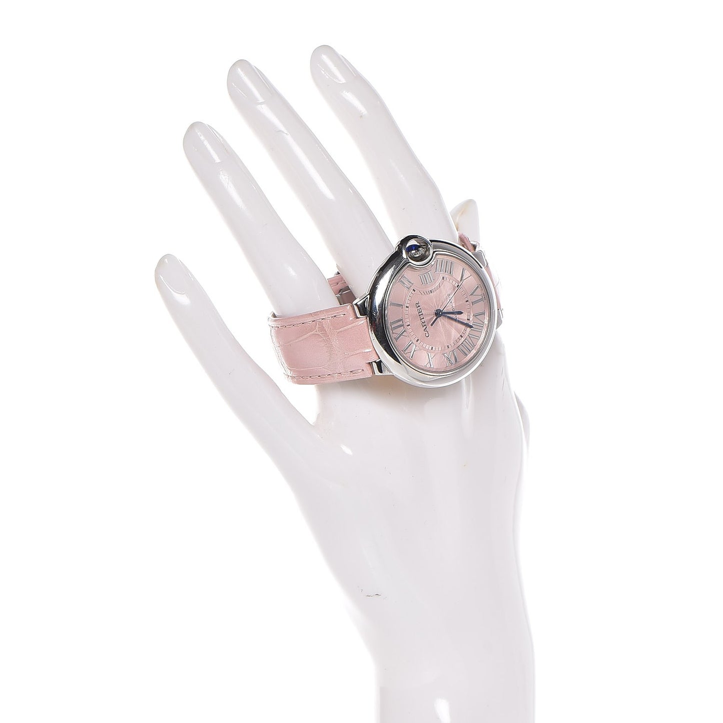 Stainless Steel Alligator 33mm Ballon Bleu De Cartier Automatic Watch Pink