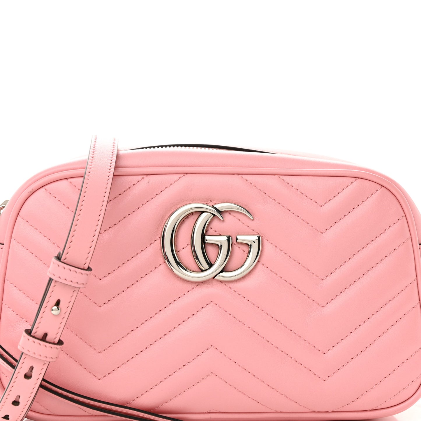 Calfskin Matelasse Small GG Marmont Chain Shoulder Bag Wild Rose