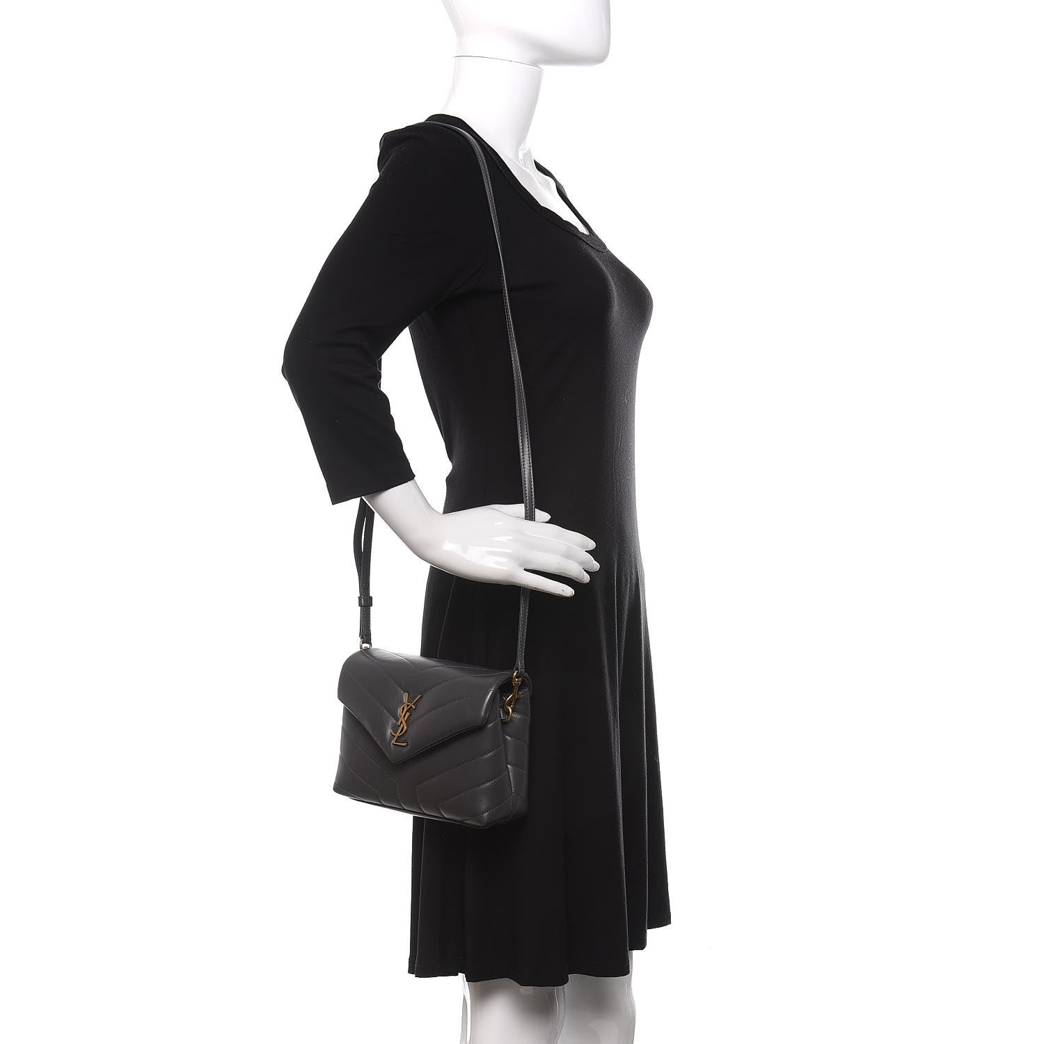 Saint Laurent Calfskin Y Quilted Monogram Toy Loulou Crossbody Bag Storm 2 of 10