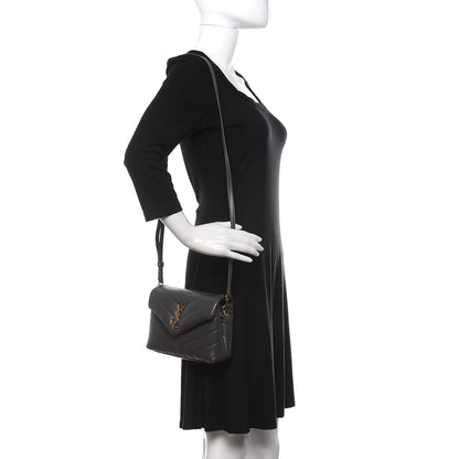 Saint Laurent Calfskin Y Quilted Monogram Toy Loulou Crossbody Bag Storm 2 of 10