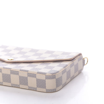 Louis Vuitton Damier Azur Pochette Felicie Chain Wallet Rose Ballerine 9 of 10