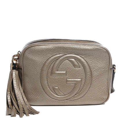 Gucci Metallic Pebbled Calfskin Small Soho Disco Bag Golden Beige 1 of 9