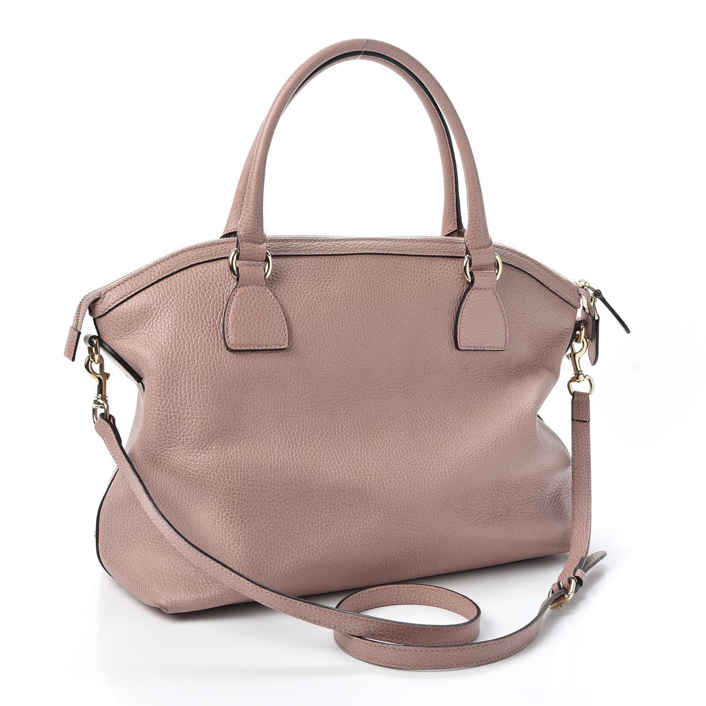 Dollar Calfskin Large GG Charm Dome Satchel Tote Soft Pink