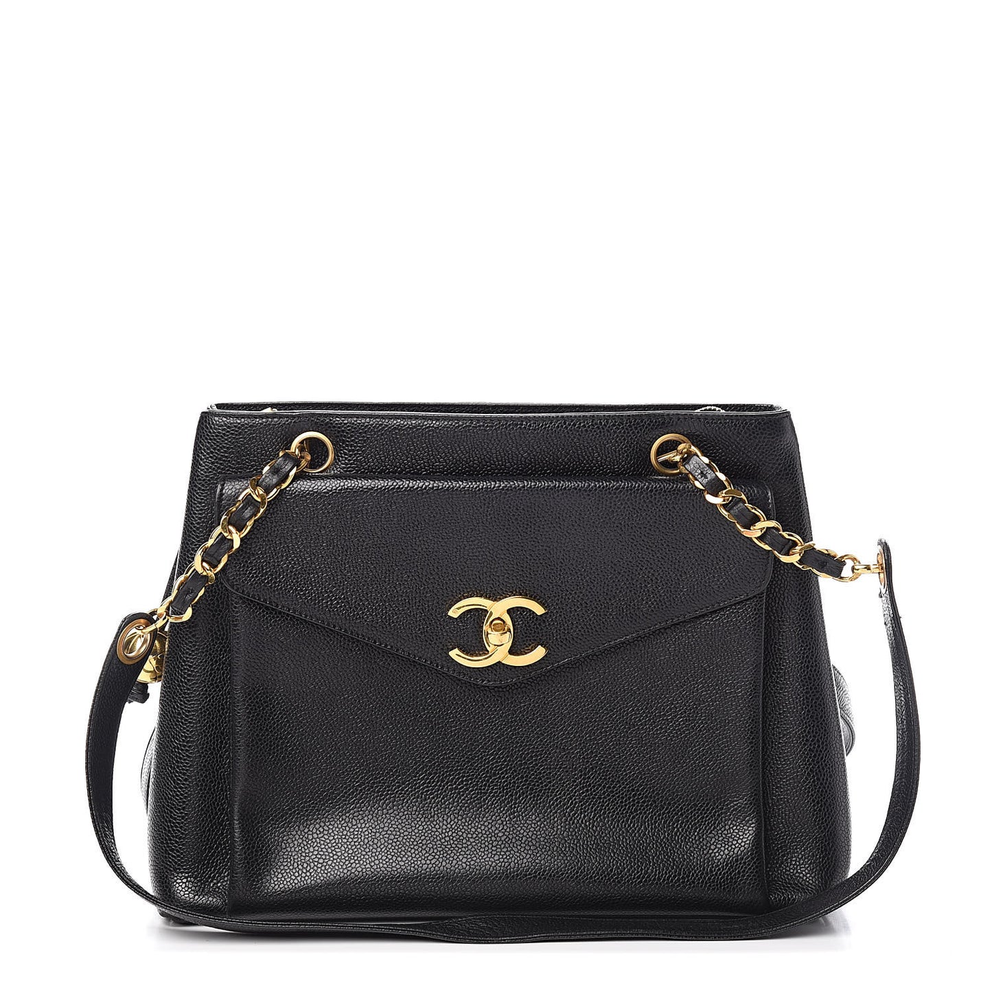 Caviar Flap Shoulder Bag Black