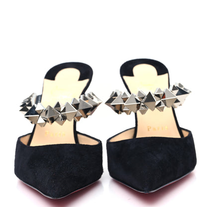 Christian Louboutin Veau Velours Specchio Planet Choc 80 Mule 38 Black 2 of 9
