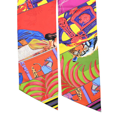 Hermes Silk Carre En Carres Maxi Twilly Rouge Vert Vif Violet 2 of 5