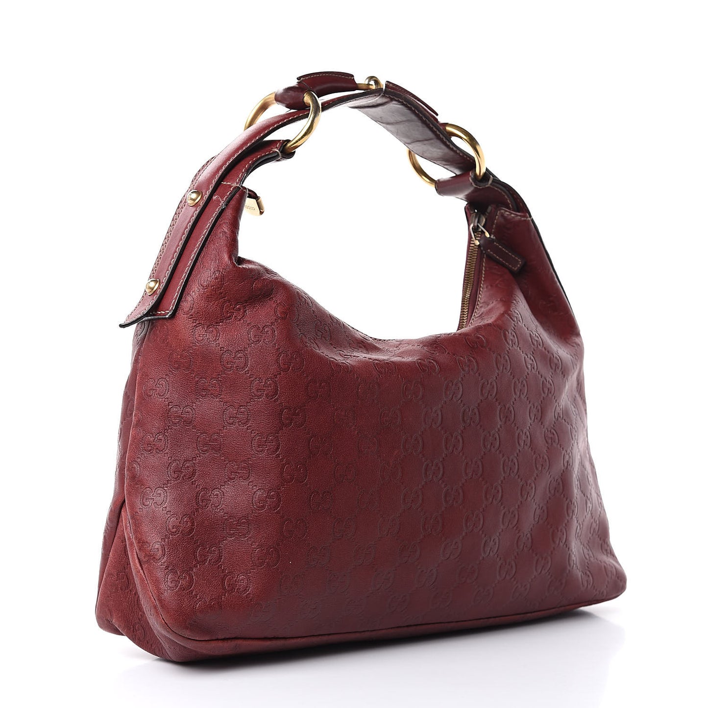 Guccissima Medium Horsebit Chain Hobo Red