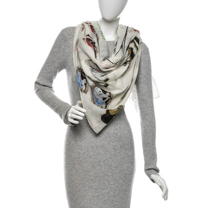 Louis Vuitton Silk Vernis Stickers Animation Stole White 3 of 6