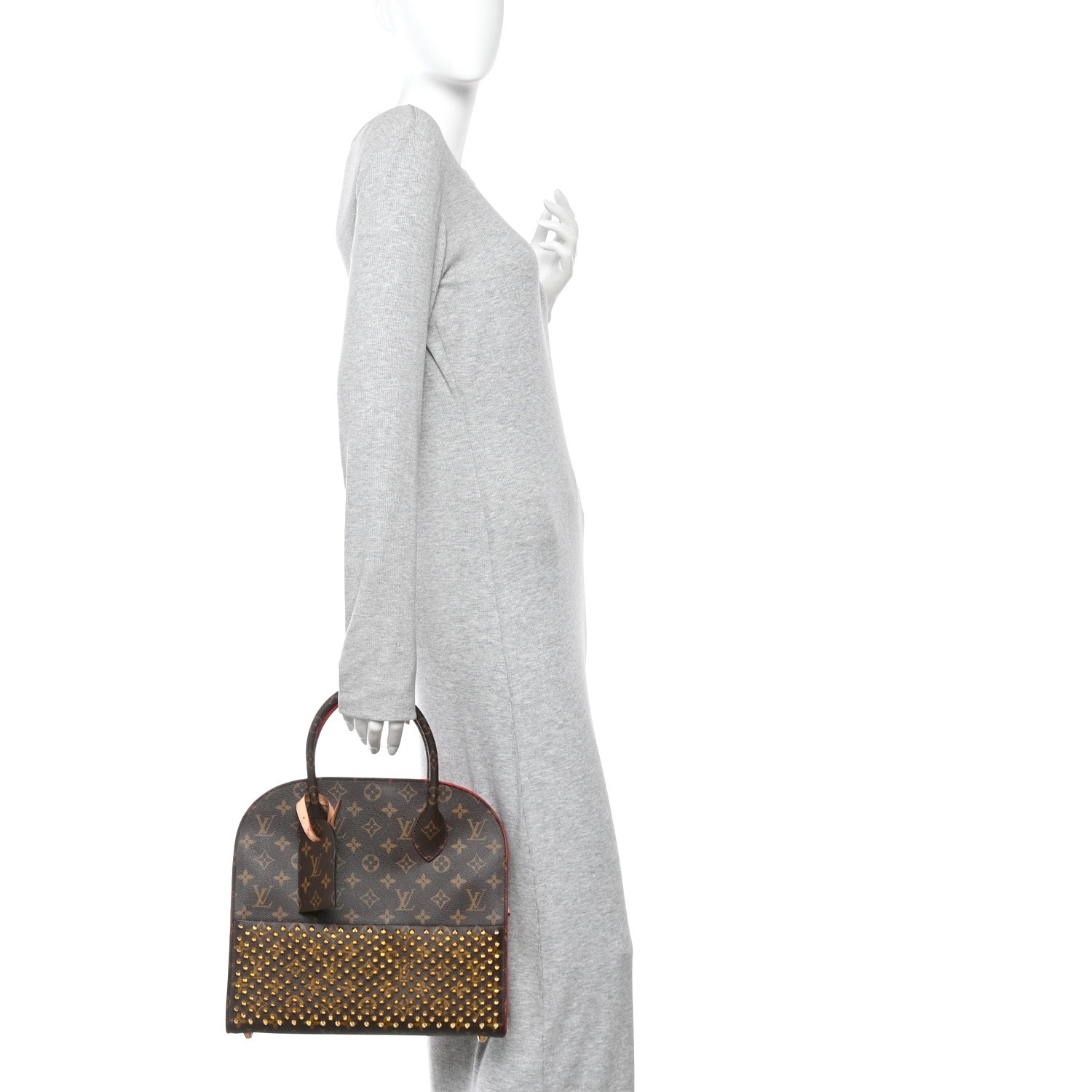 Louis Vuitton Monogram Calf Hair Spikes Iconoclasts Christian Louboutin Tote Red 2 of 16