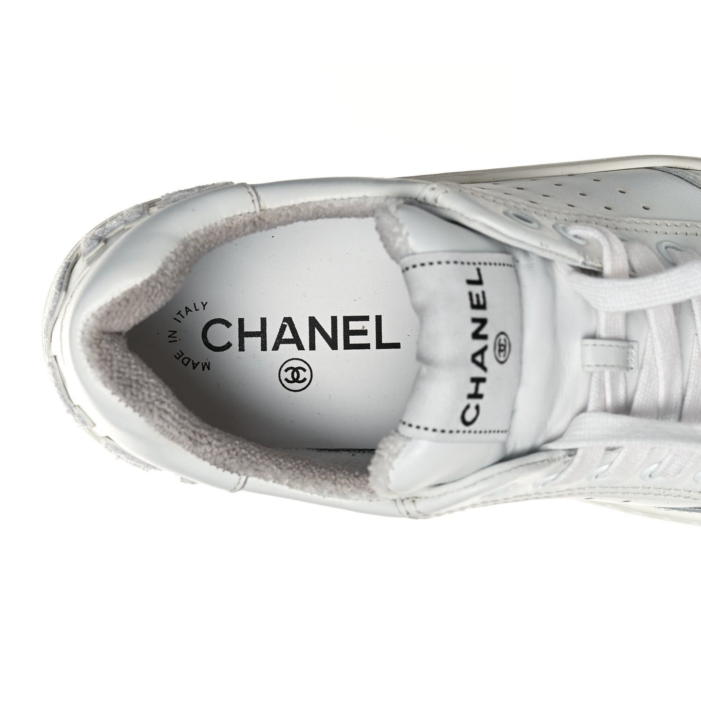 Calfskin Womens Logo Sneakers 40 White