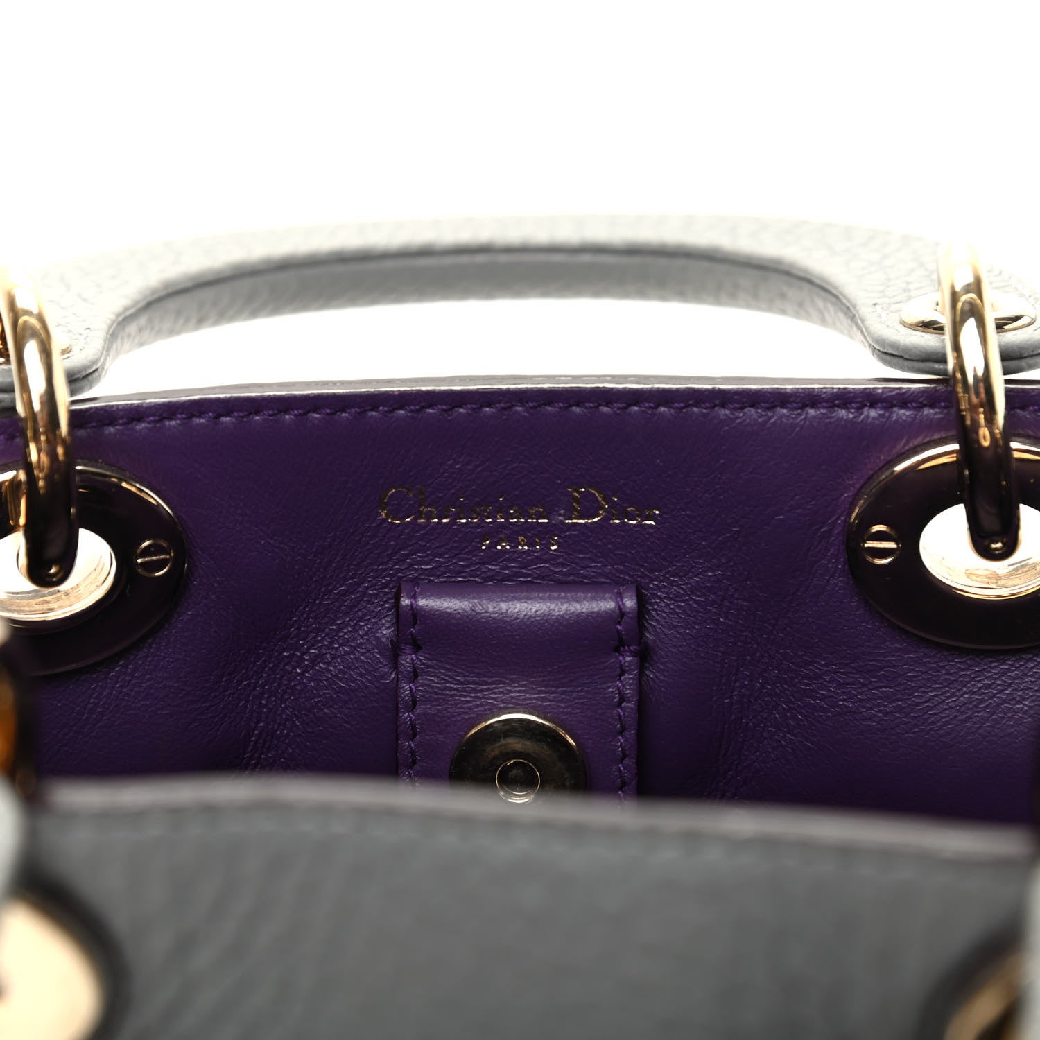 Christian Dior Calfskin Mini Diorissimo Tote Gris 8 of 9