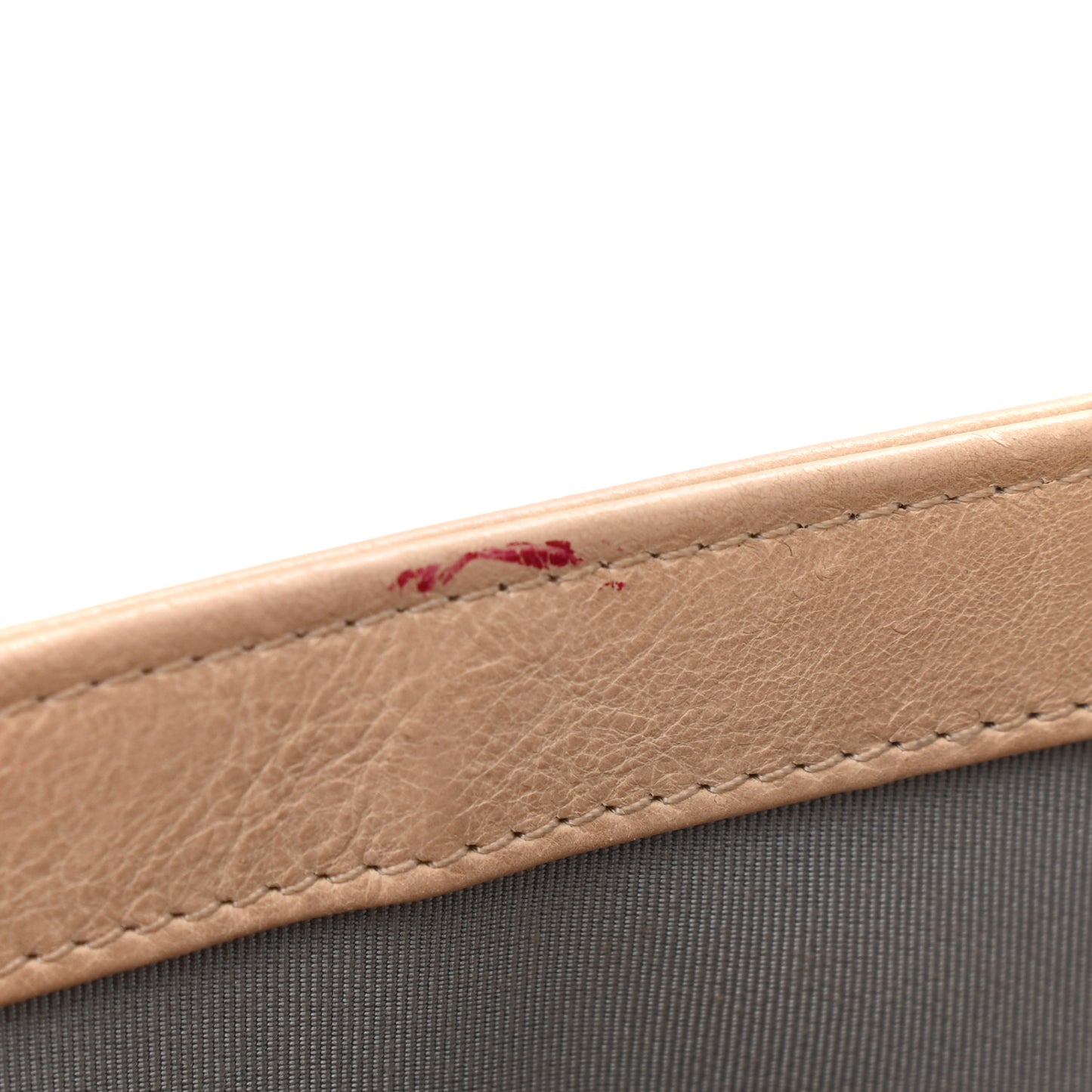 Calfskin Quilted Double Stitch Medium Boy Flap Beige