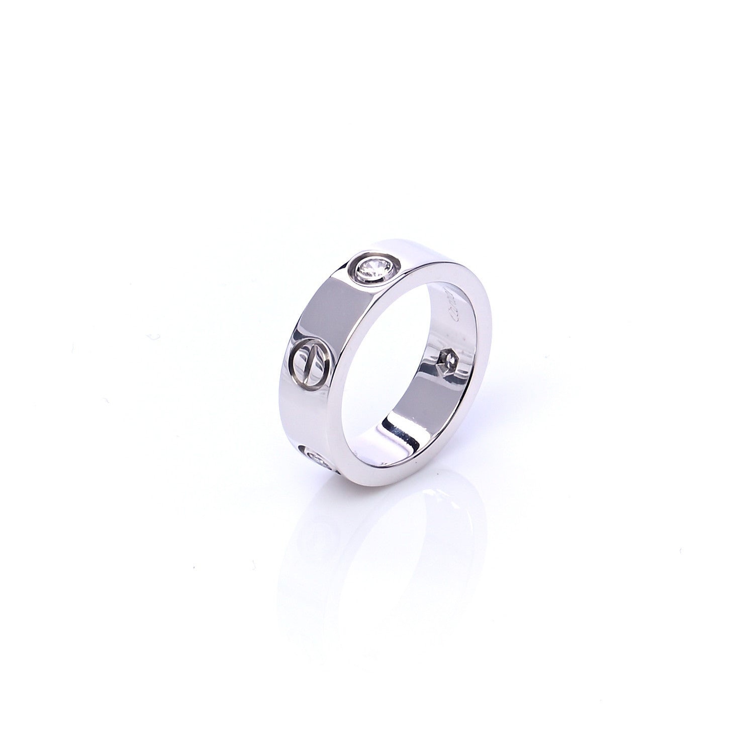 Cartier 18K White Gold 3 Diamond 5.5mm LOVE Ring 49 5 4 of 7