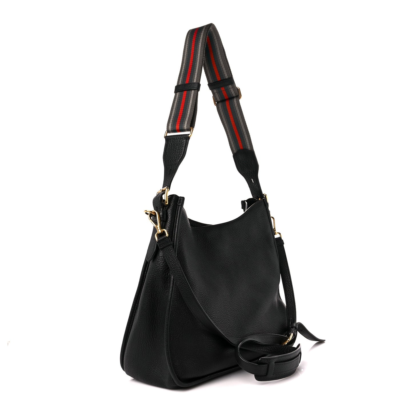 Vitello Daino Double Strap Messenger Black