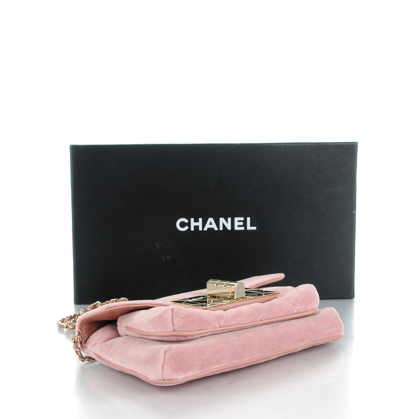 Velvet Quilted 2.55 Evening Clutch Bag Pink