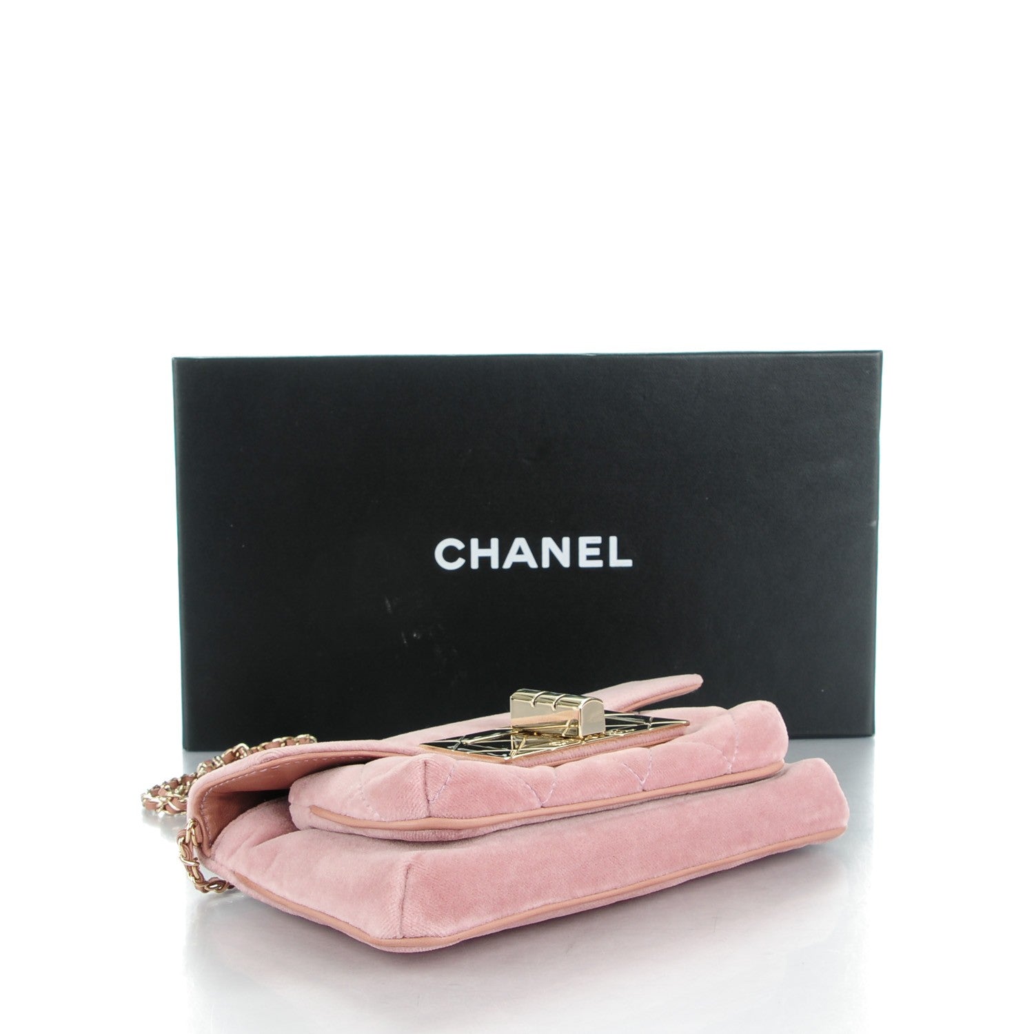 Chanel Velvet Quilted 2.55 Evening Clutch Bag Pink 4 of 7