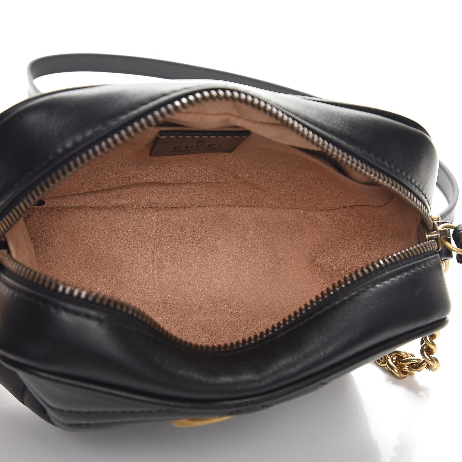 Gucci Calfskin Matelasse Mini GG Marmont Chain Shoulder Bag Black 5 of 7