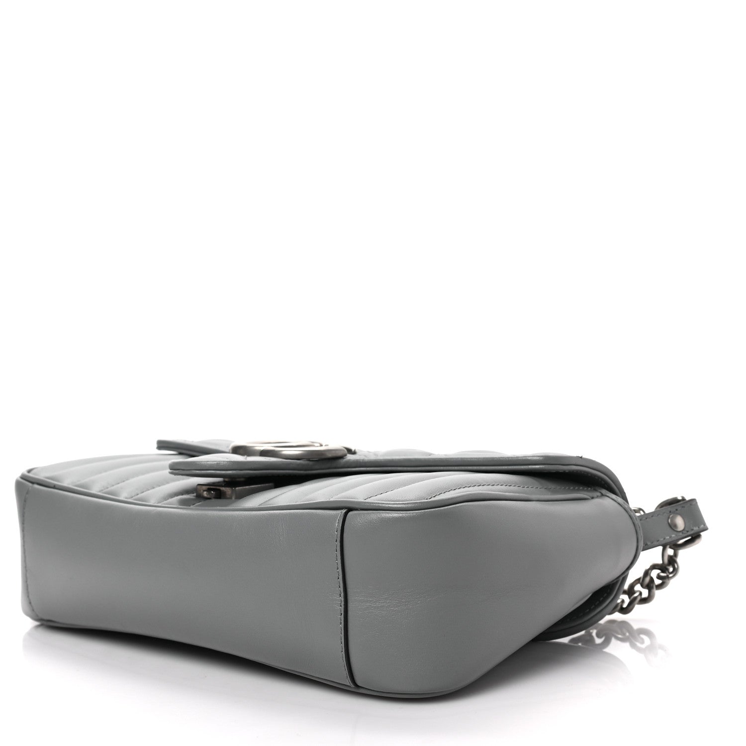 Gucci Calfskin Matelasse Aria Small GG Marmont Shoulder Bag Deep Grey 8 of 8