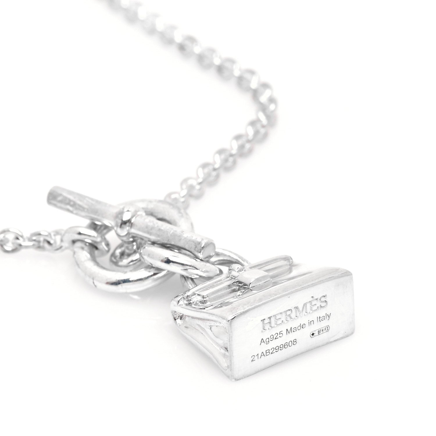 Hermes Sterling Silver Kelly Charm Pendant Necklace 2 of 4