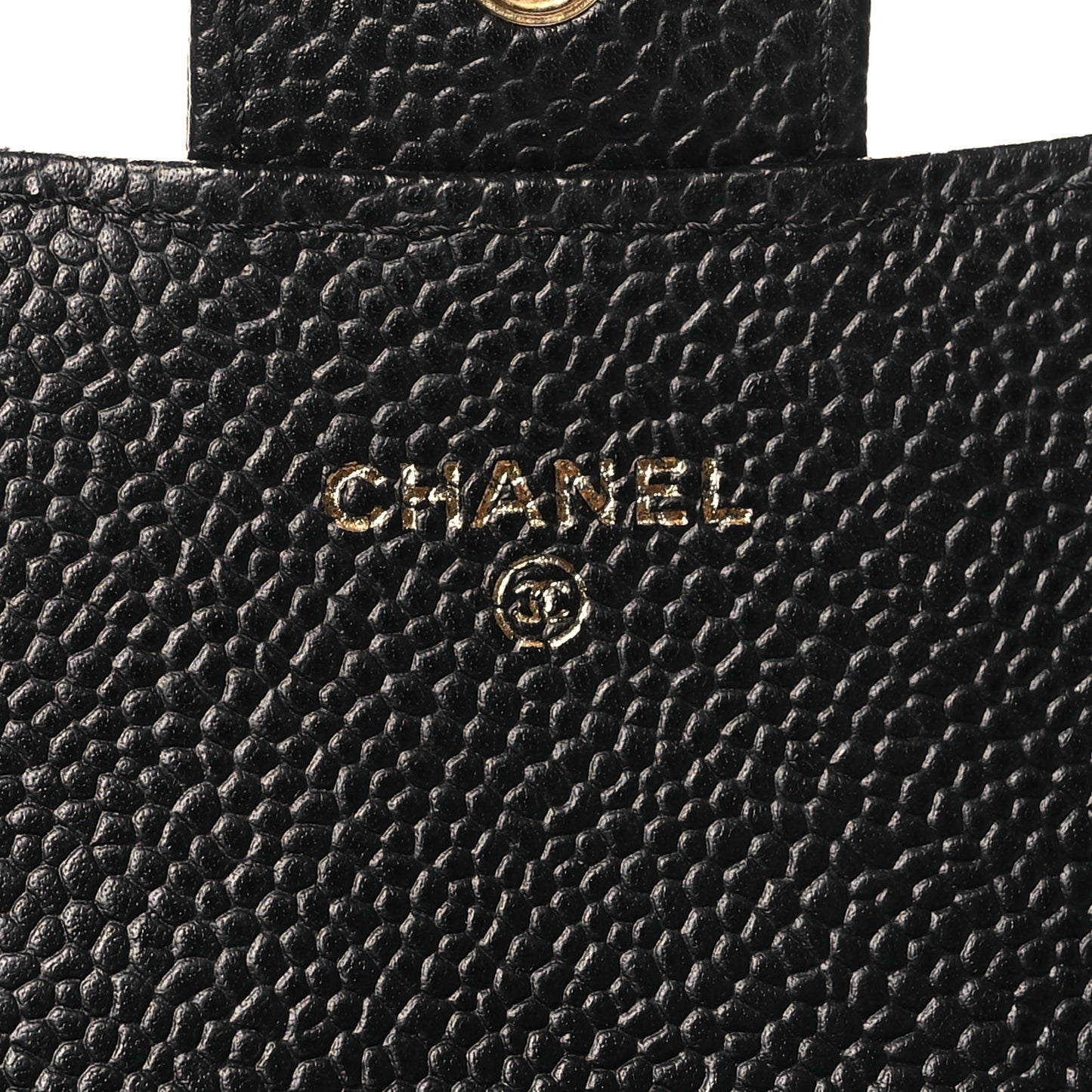 Caviar Quilted Large Gusset Flap Wallet Black