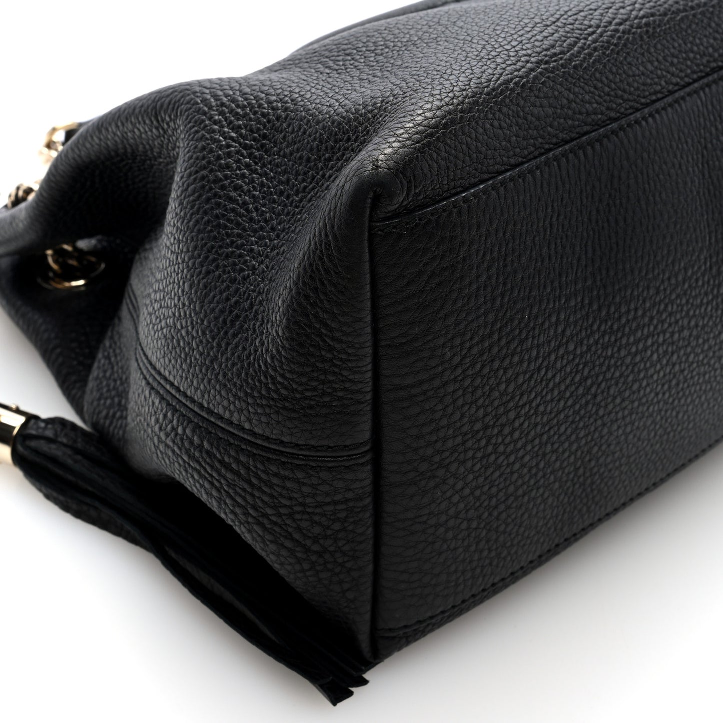 Pebbled Calfskin Medium Soho Chain Shoulder Bag Black