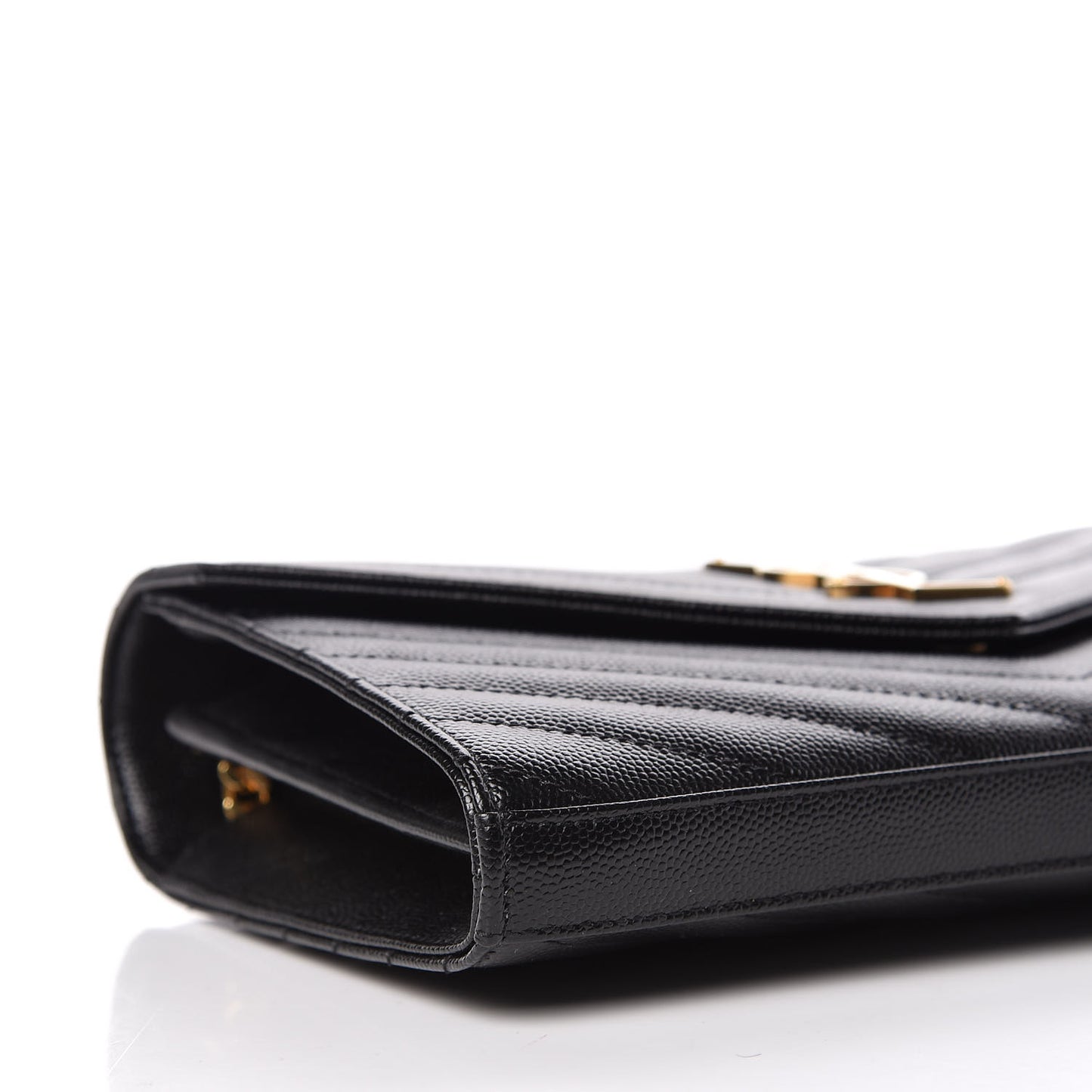 Grain De Poudre Matelasse Chevron Monogram Chain Wallet Black