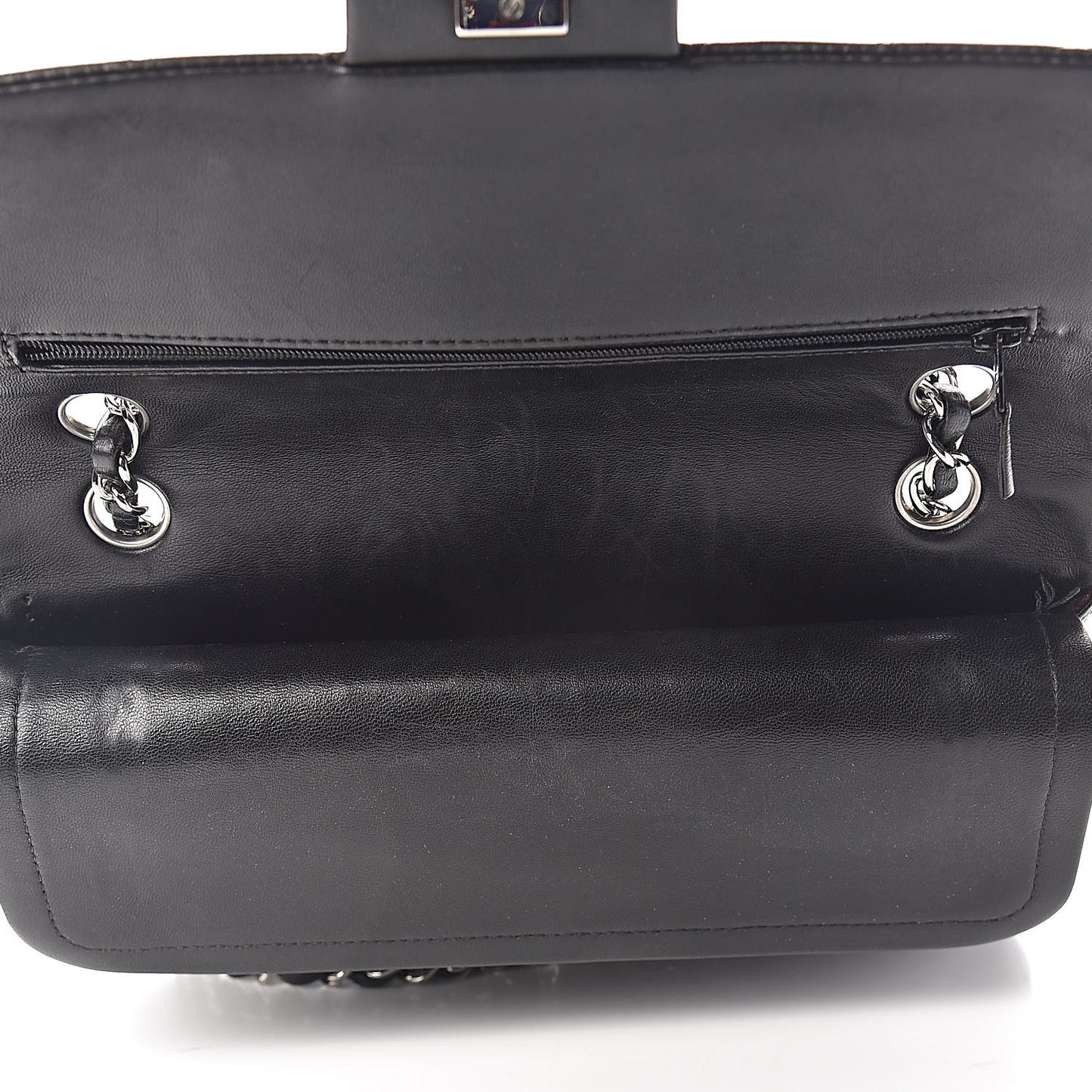 Lambskin Quilted Medium Double Flap Black