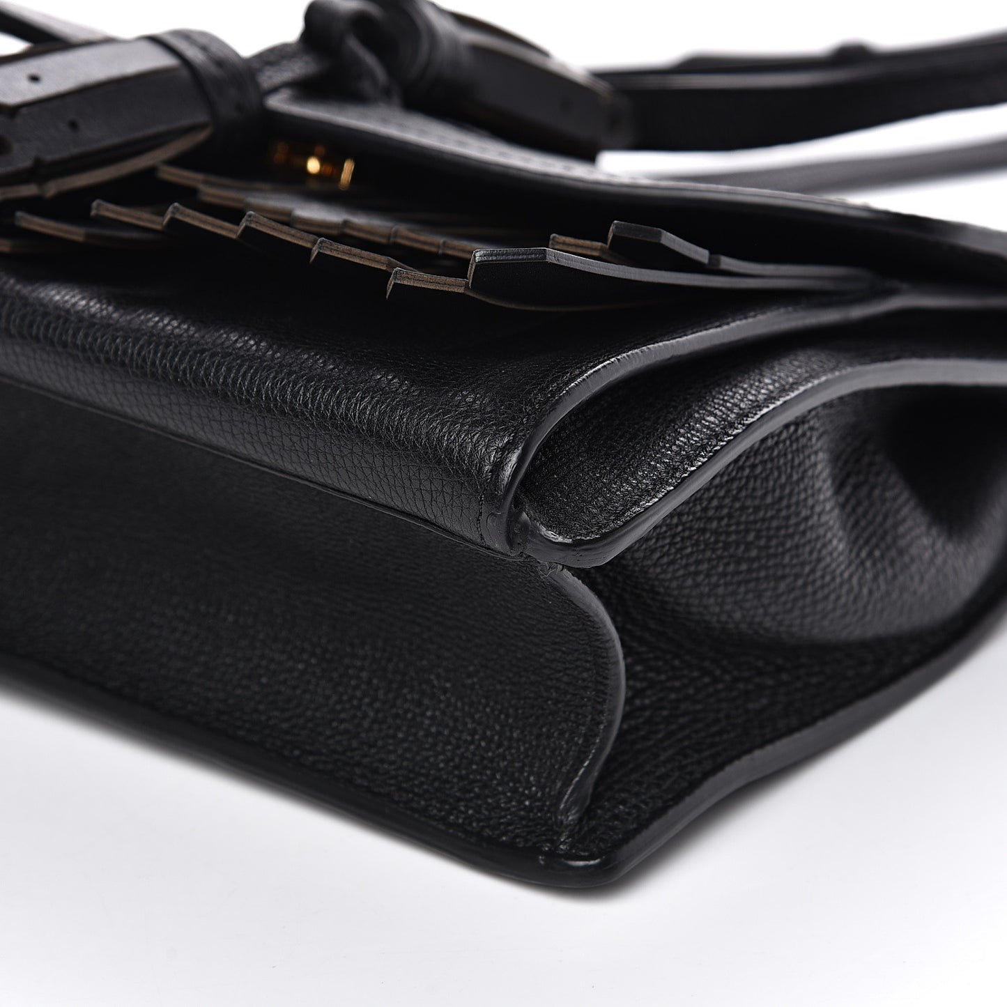 Grainy Calfskin Broguing Tassel Small Macken Crossbody Bag Black