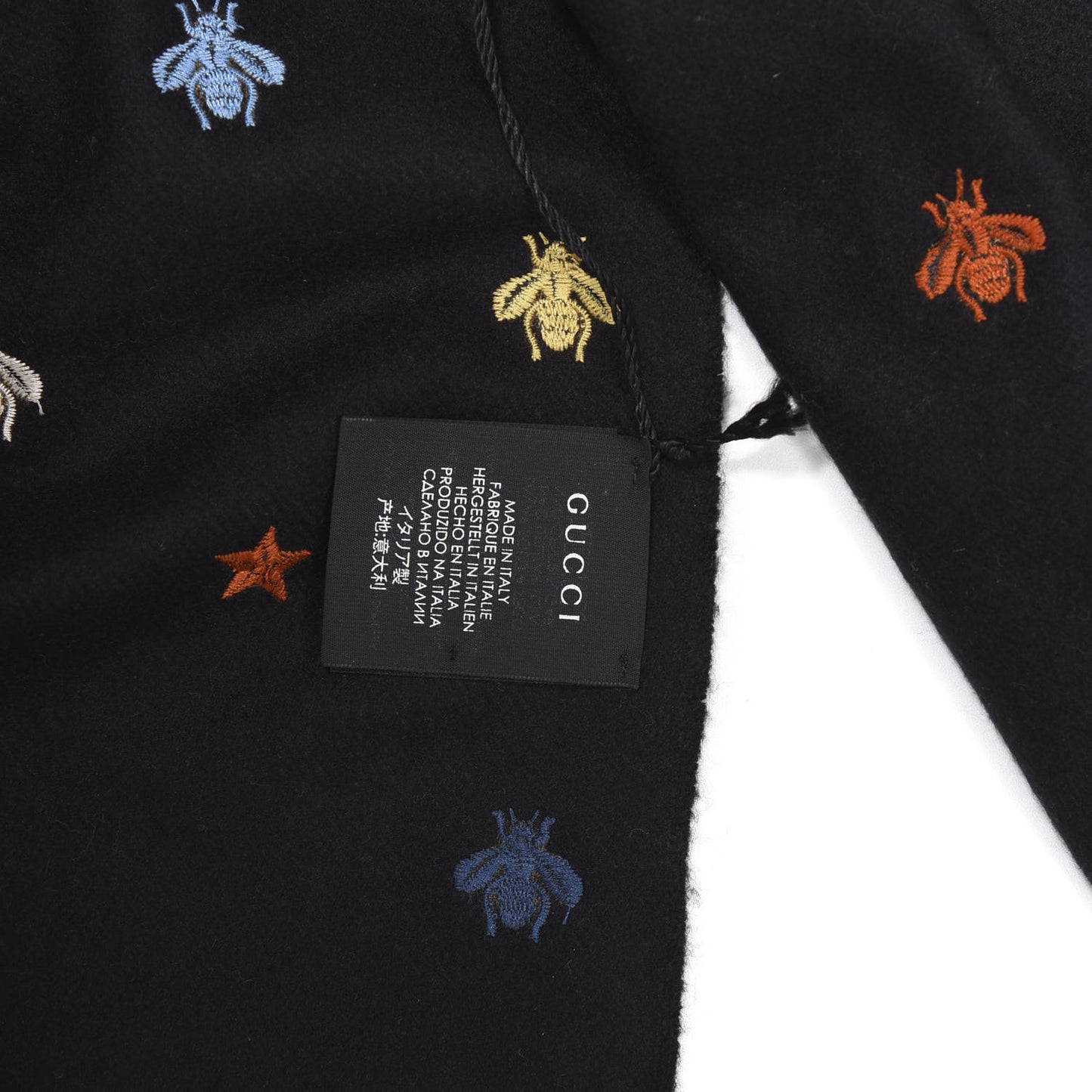 Silk Cashmere Bee Stardust Scarf Black