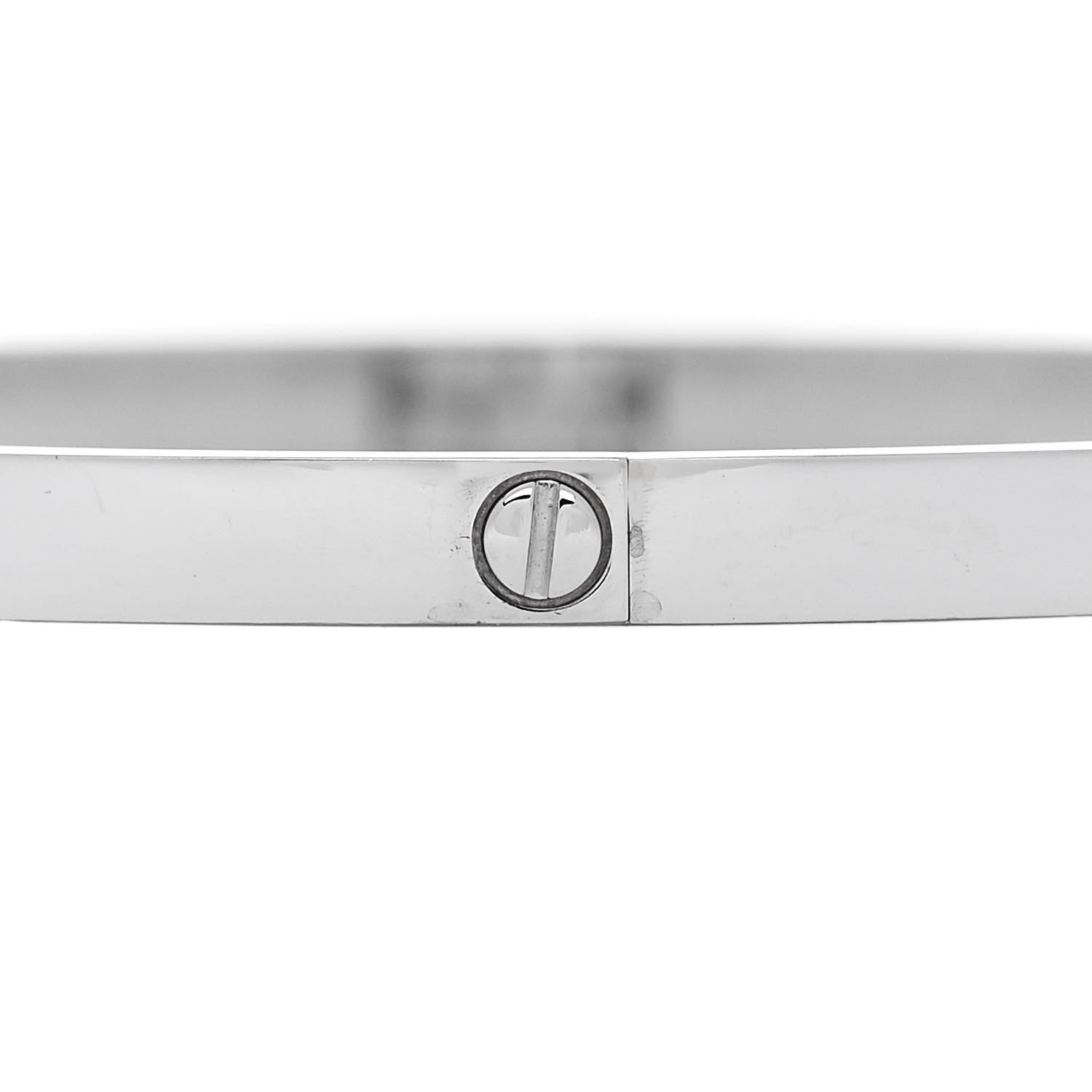 Cartier 18K White Gold 6 Diamond Small LOVE Bracelet 18 4 of 8