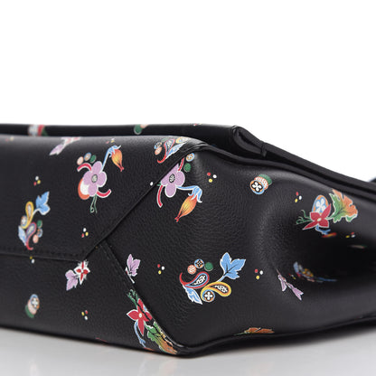 Louis Vuitton Soft Calfskin Lockme II Floral Chain Bag BB Black 7 of 10