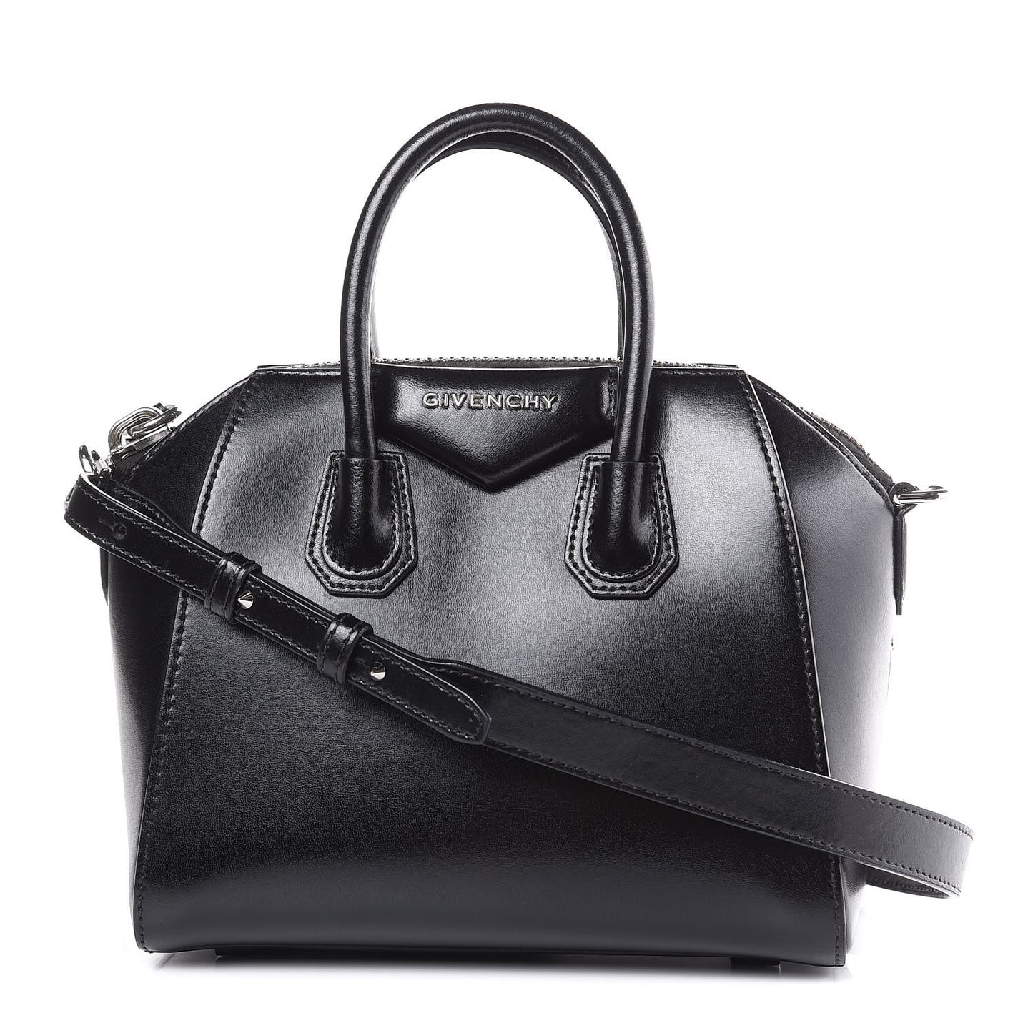 Shiny Lord Calfskin Mini Antigona Black