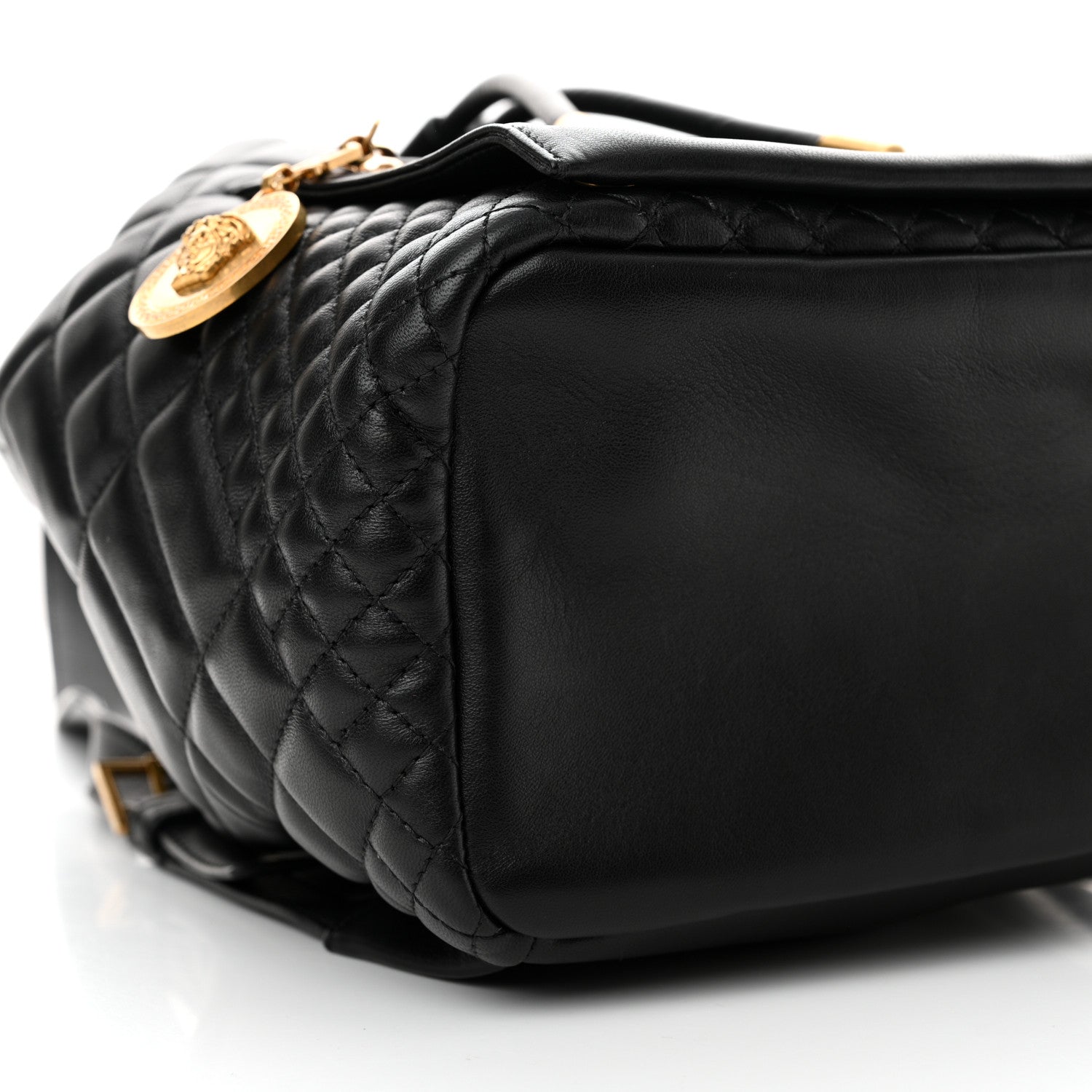 Versace Calfskin Quilted Medusa Tribute Drawstring Backpack Black 8 of 10