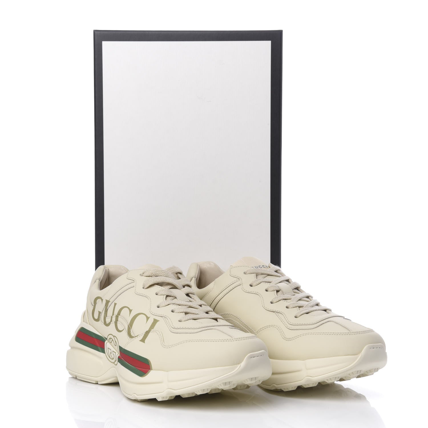 Gucci Calfskin Logo Womens Rhyton Sneakers 38.5 Ivory 10 of 10
