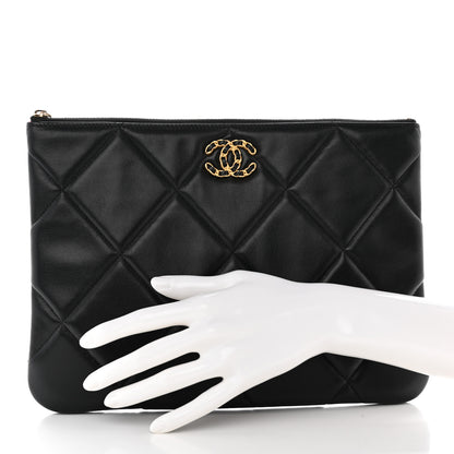 Chanel Goatskin Quilted Large Chanel 19 Pouch Black 2 of 11