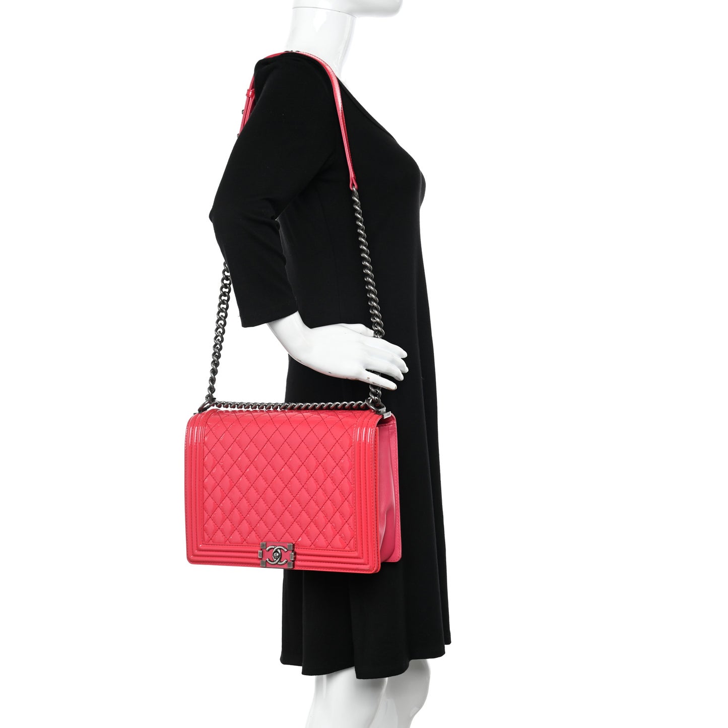 Patent Quilted Large Boy Flap Pink