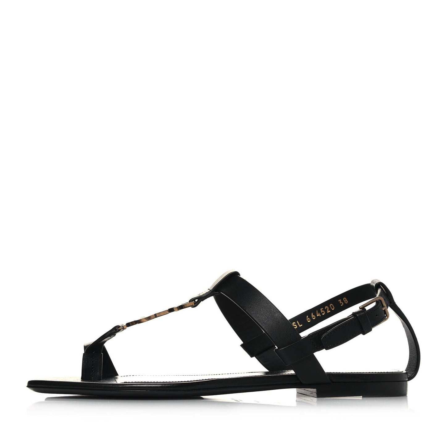Patent Calfskin Cassandra Monogram Sandals 38 Black